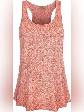 Miusey Womens Sleeveless Loose Fit Yoga Workout Racerback Tank Top Coral